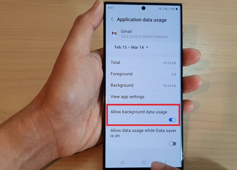 Tắt quyền truy cập dữ liệu nền