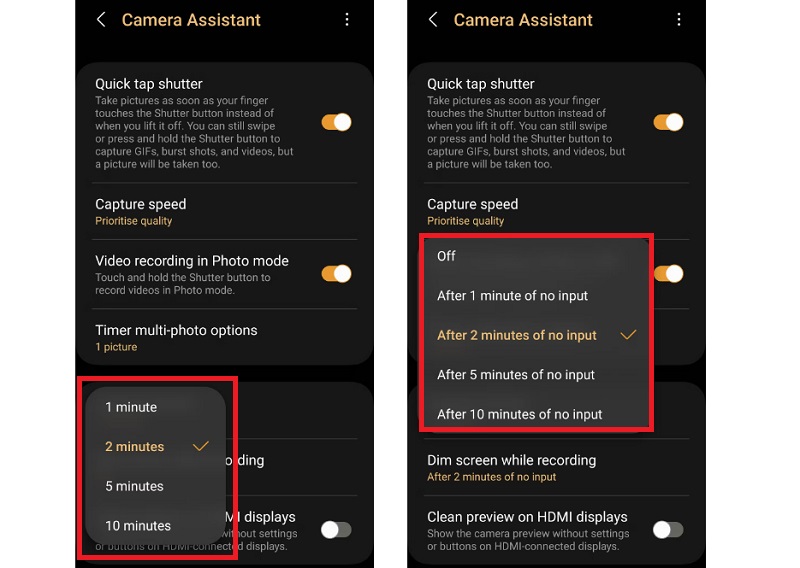 Thay đổi độ trễ thời gian chờ của camera trên ứng dụng Trợ lý máy ảnh (Camera Assistant app) 