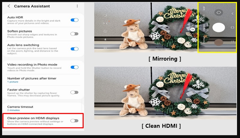 Xem trước ảnh qua cổng kết nối HDMI trên ứng dụng Trợ lý máy ảnh (Camera Assistant app) 