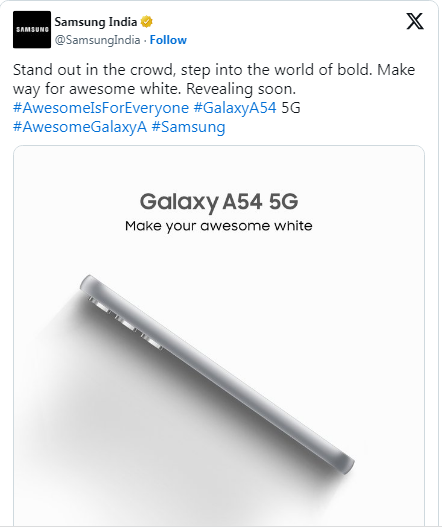 Samsung hé lộ tùy chọn màu sắc mới cho Galaxy A54 ở Ấn Độ