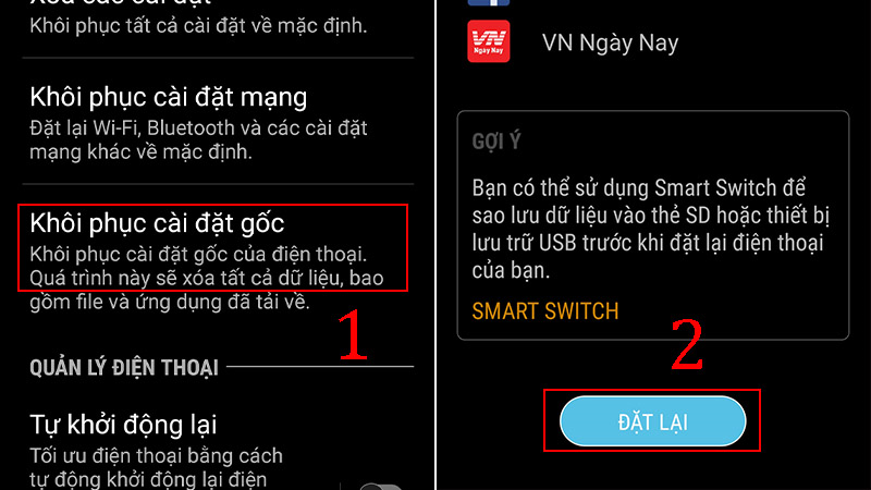 Cách khôi phục cài đặt gốc điện thoại samsung dành cho bạn 