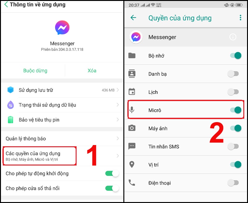 Tắt micro của ứng dụng