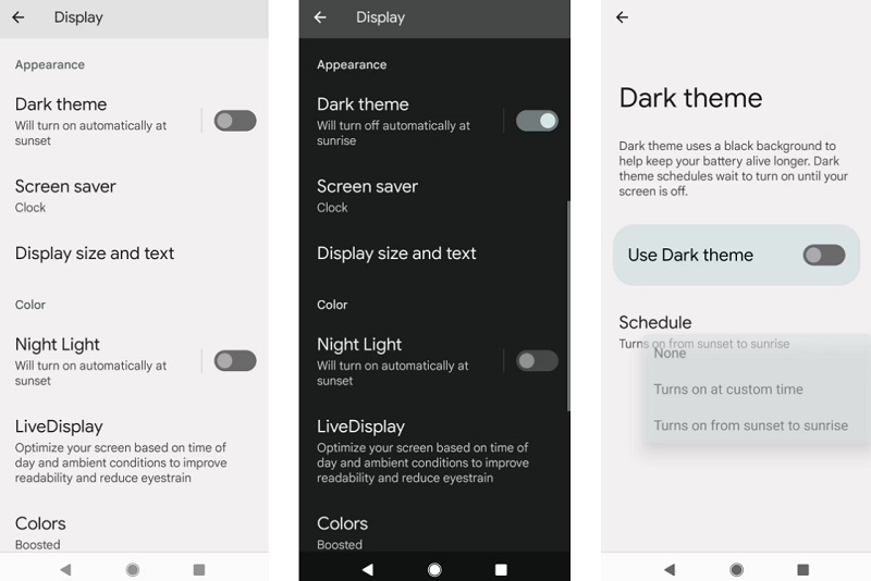 Thay đổi chế độ tối và ánh sáng&nbsp;