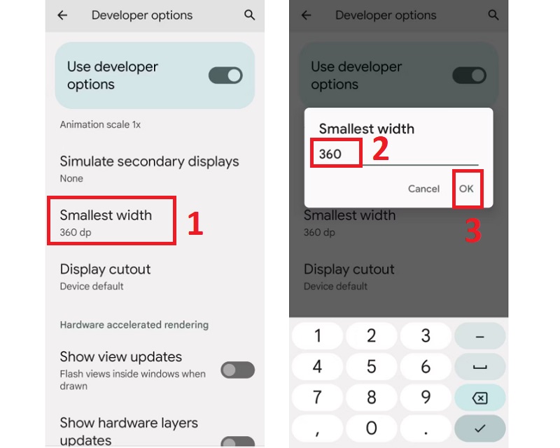 Thay đổi chiều rộng giao diện nhỏ nhất