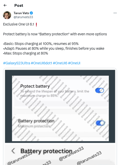 One UI 6.1 sẽ mang đến một số tính năng bảo vệ pin thông minh cho dòng Galaxy S24