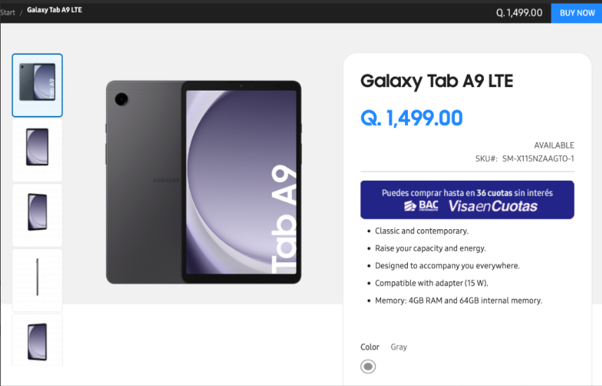 Galaxy Tab A9 được phát hiện đang giảm giá tại một cửa hàng trực tuyến của Samsung