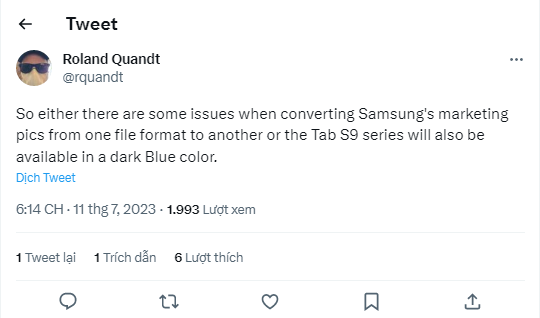 Samsung có thể cung cấp phiên bản màu Xanh đậm cho dòng Galaxy Tab S9 của mình