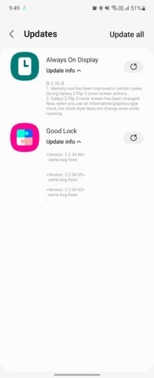Galaxy Z Flip5 được cải tiến tính năng Always On Display