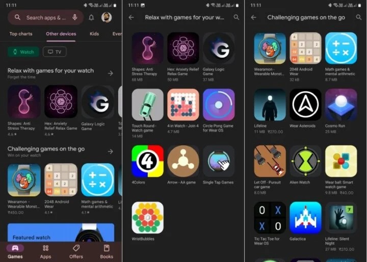 Google tối ưu hoá việc tìm trò chơi cho Galaxy Watch