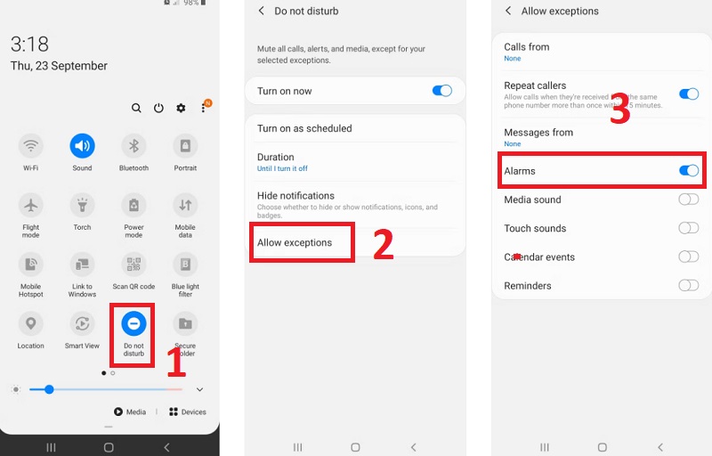Kiểm tra cài đặt Do Not Disturb trên điện thoại