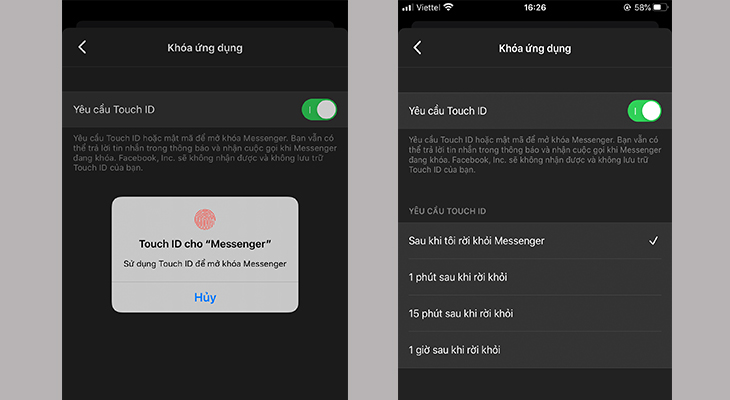 khóa Messenger trên iPhone bằng Face ID hoặc Touch ID