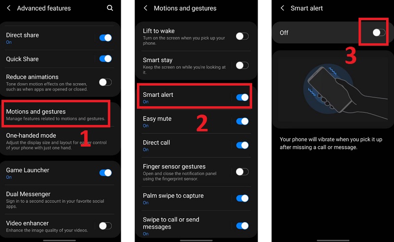 Tăt tính năng cảnh báo thông minh Smart Alert trên điện thoại Samsung