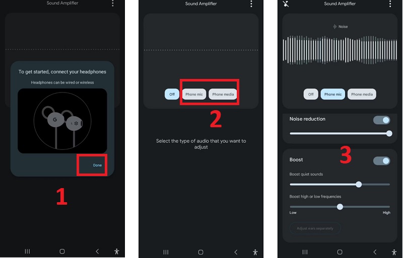 Dùng ứng dụng Bộ khuếch đại âm thanh của Google