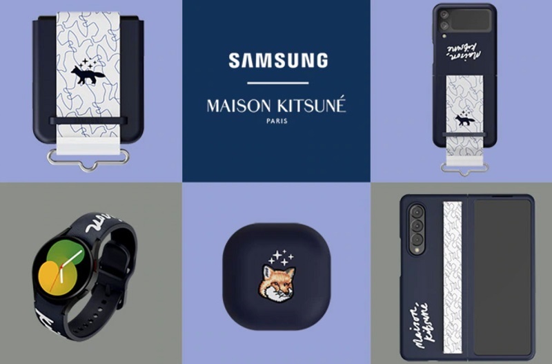 Ốp lưng Galaxy Z Flip4 phiên bản Maison Kitsune kèm dây đeo-Phong cách tươi vui, thời thượng