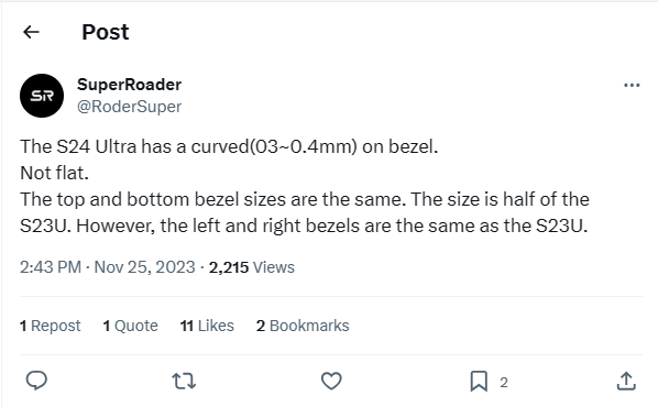 Rò rỉ màn hình của Galaxy S24 Ultra, gợi ý về sự tinh chỉnh thiết kế đáng ngạc nhiên