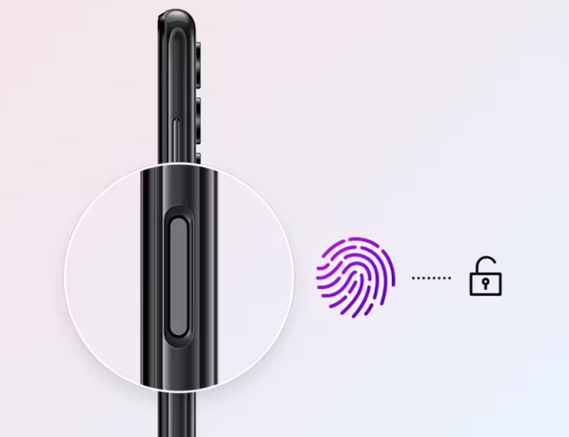 Samsung Galaxy A04s-Bảo mật vân tay với cảm biến tích hợp trên nút nguồn