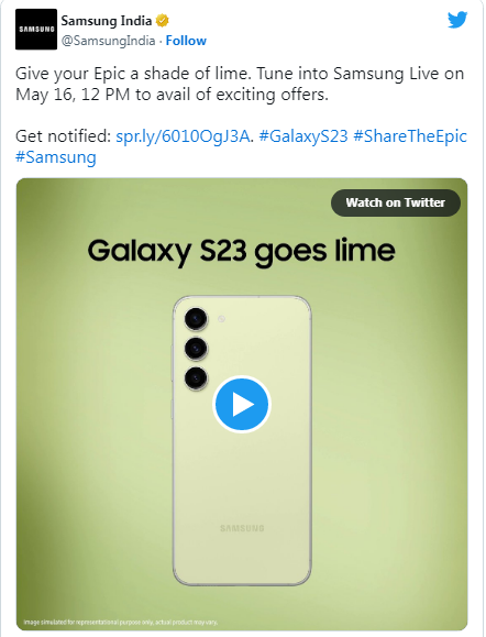 Samsung ra mắt phiên bản Galaxy S23 màu xanh chanh tại Ấn Độ