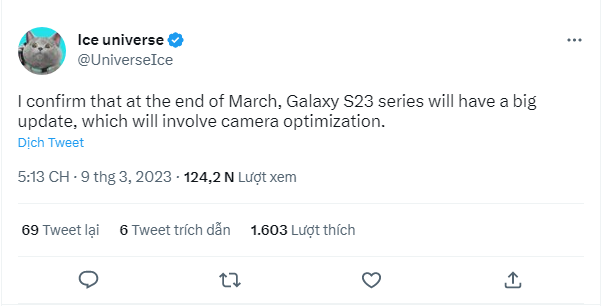 Sắp có bản cập nhật camera lớn cho dòng Galaxy S23