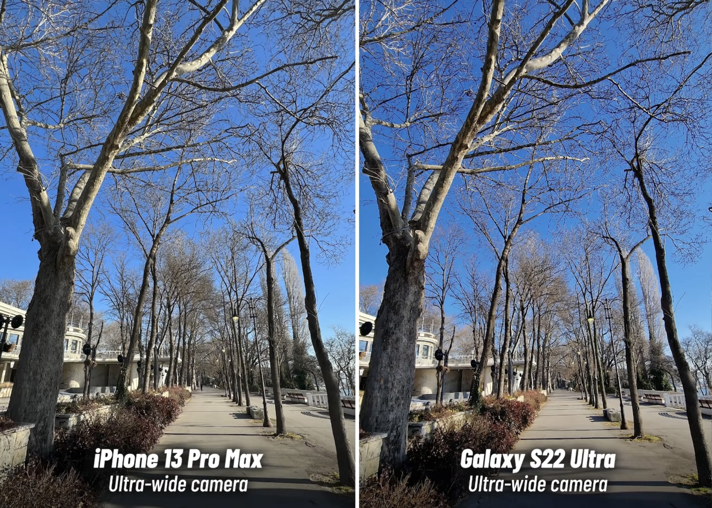 so sánh camera góc siêu rộng iPhone 13 Pro Max và Galaxy S22 Ultra