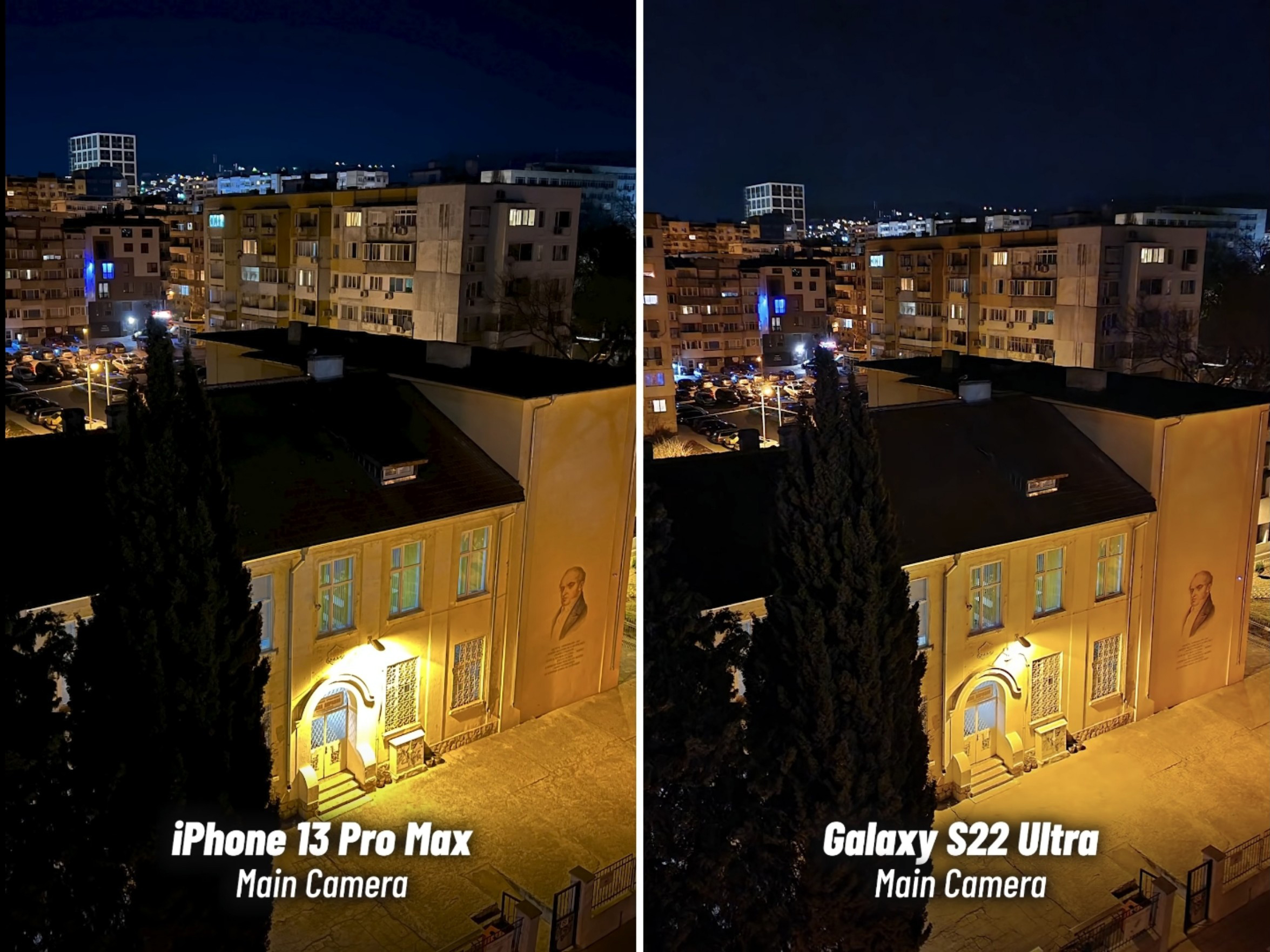 so sánh chế độ chụp đêm iPhone 13 Pro Max và Galaxy S22 Ultra