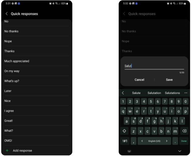 Cách tạo phản hồi tùy chỉnh trên Galaxy Watch cực hữu ích
