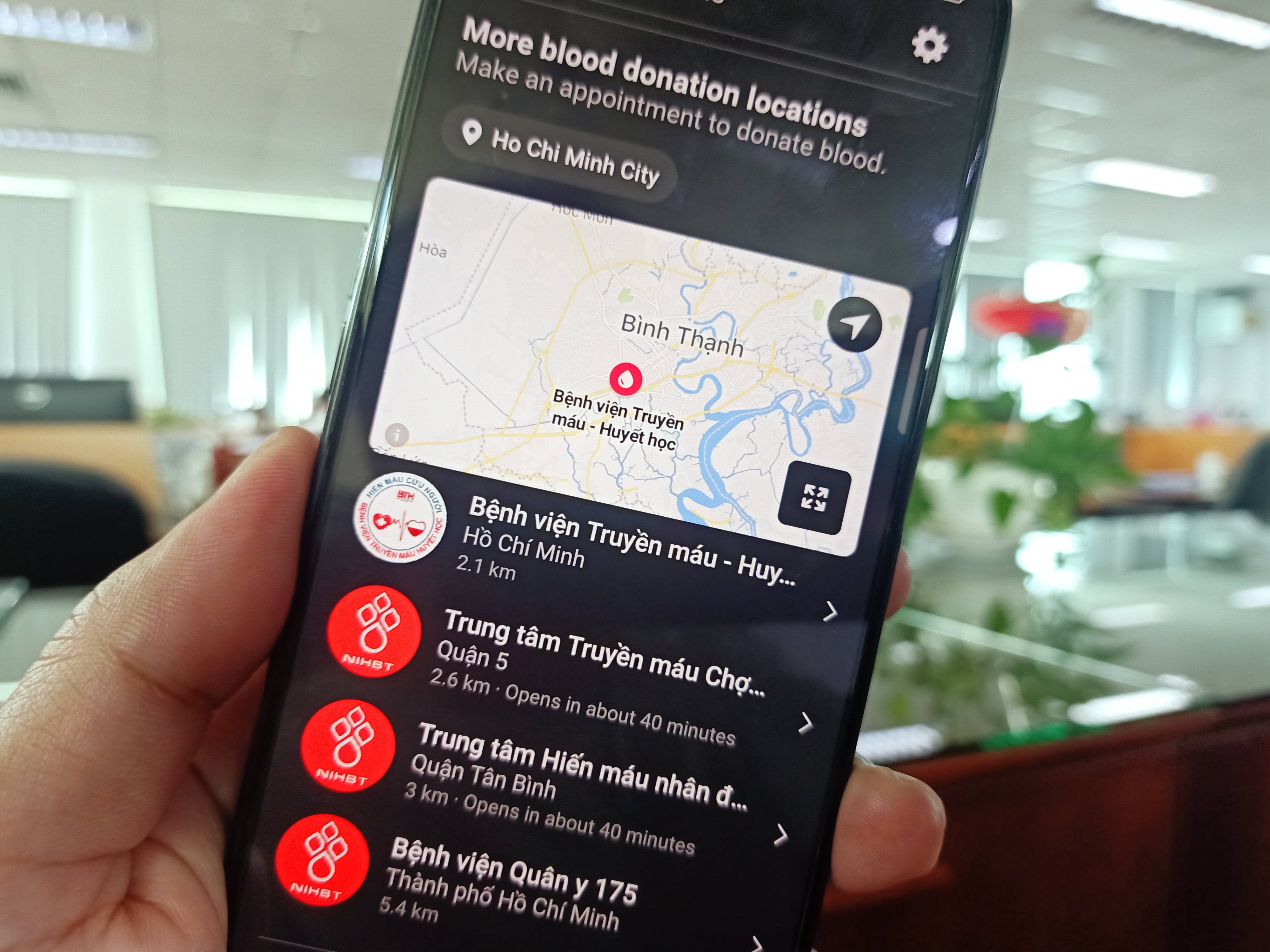Tính năng hiến máu trên Facebook