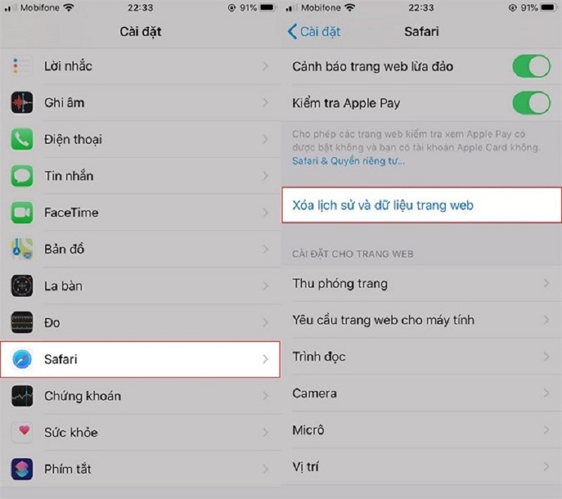 Xóa bộ nhớ cache của trình duyệt trên Safari