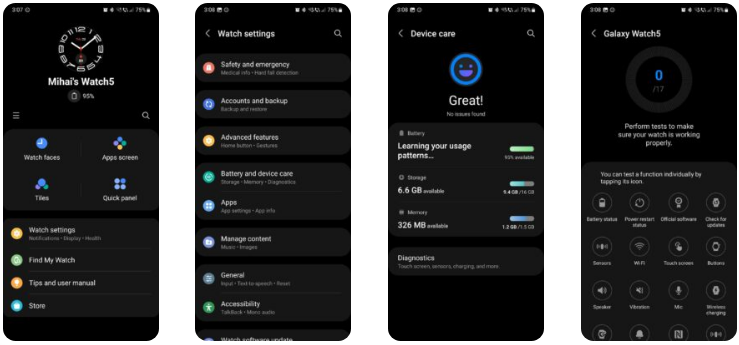 Tổng quan về One UI Watch 5: Công cụ chăm sóc pin và thiết bị mới