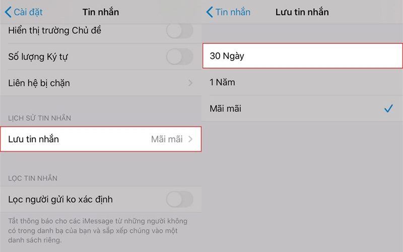 Xóa tin nhắn cũ tiết kiệt dung lượng iPhone