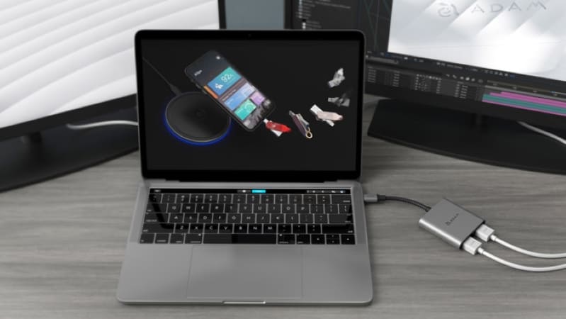Hub chuyển đổi Adam elements 2in1 HDMI H2GY hỗ trợ xuất hình ảnh ra 2 cổng HDMI