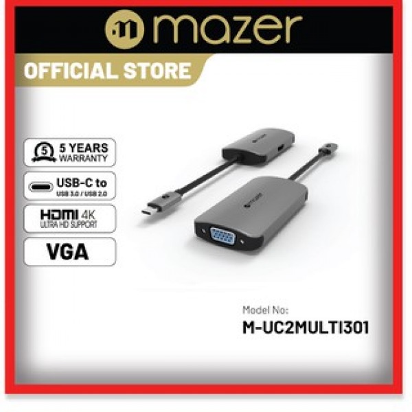 MULTI301 - Hub chuyển đổi Mazer USB-C to 4K-HDMI+VGA Dual Display Adapter MULTI301 - 4