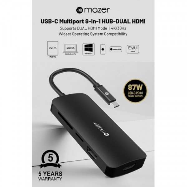 MULTI4082 - Hub chuyển đổi Mazer USB-C 8in1 HUB To HDMI 4Kx2 MULTI4082 - 3