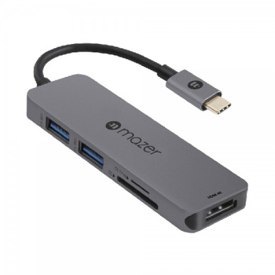 Hub chuyển đổi Mazer USB-C to HDMI4K + USB 3.0X2 + SD/Micro SD Adapter MULTI303