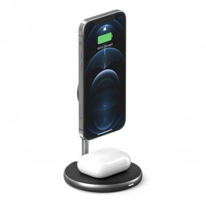 Bộ Sạc Không Dây Hyper Juice Magnetic 2 IN 1 Wireless Charging Stand Iphone 12 Series và Airpods